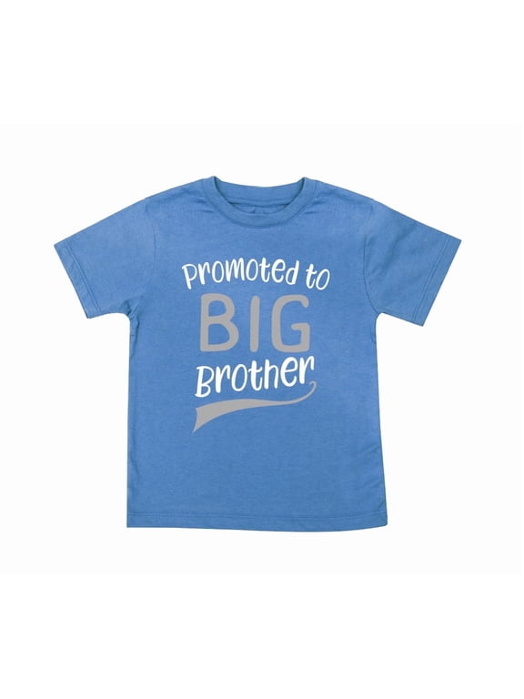 Promoted to Big Brother T-shirt T Shirt for Soon to be Older Sibling Toddler Boys Tee Blue (5T)