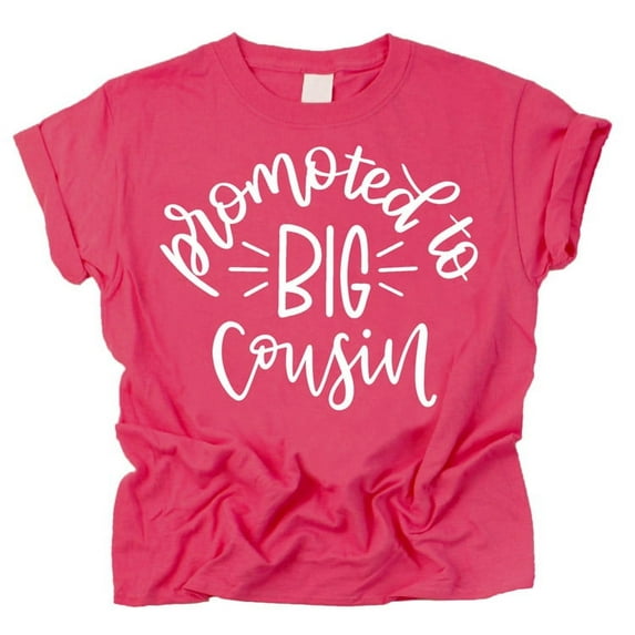 Promoted to Big Cousin T-Shirts for Toddler Girls Fun Family Outfits Vintage Hot Pink Shirt Youth Small
