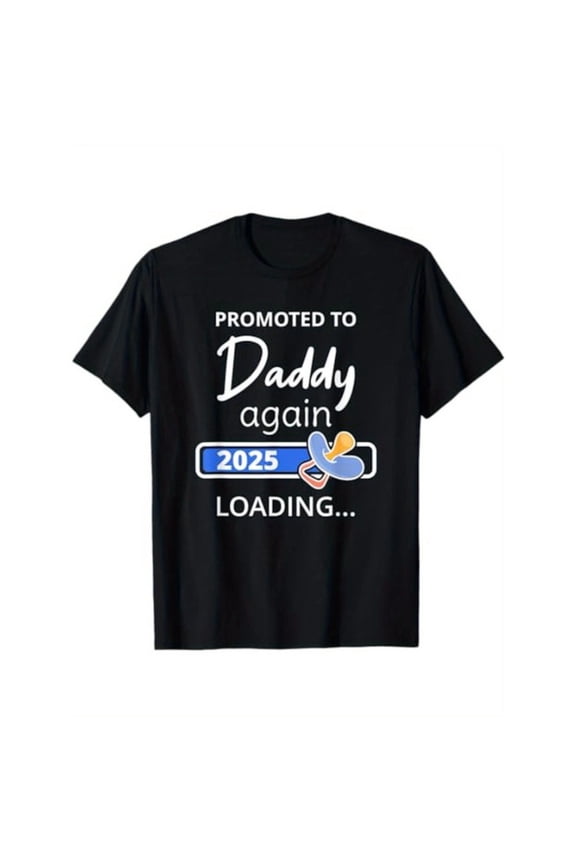 [Promoted to Daddy Again Tee] Cotton Crewneck Top, 2025 PROMOTED TO Daddy Again Printed Short Sleeve T-shirt - A Good Dad's Exclusive Clothing