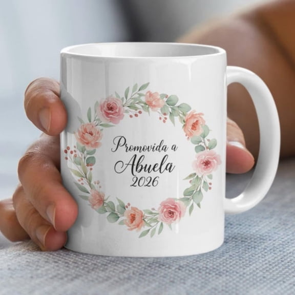 Promoted to Grandma Mug, Floral Grandparent Gift, New Grandma Present, Future Abuela Mug, Spanish Grandma Gift Idea, Abuela Mug.