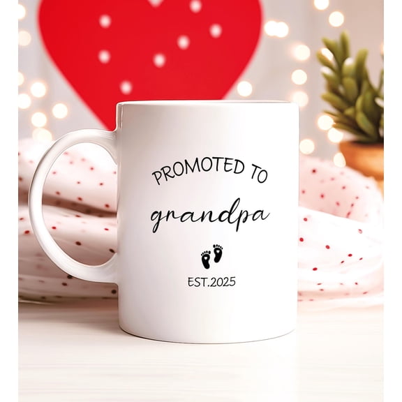 Promoted to Grandpa Mug, Pregnancy Announcement Gift, Personalized Coffee Mug for New Grandfather, Unique Keepsake for Him, Special Gift Idea