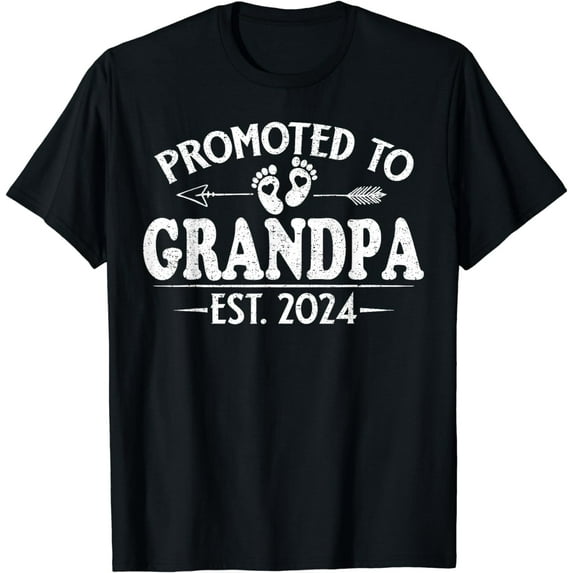 Promoted to Grandpa est. 2024 Grandparents Baby Announcement T-Shirt