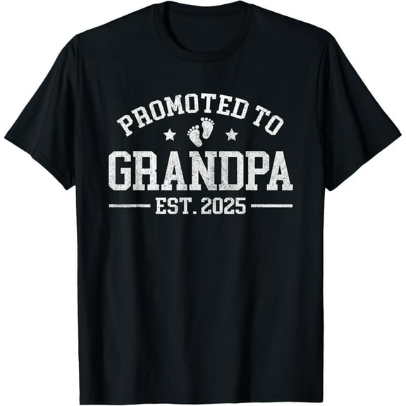 Promoted to Grandpa est. 2025 Grandparents Baby Announcement T-Shirt
