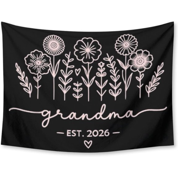 Promoted to Mama 2026 Floral Design Vertical Tapestry, Decor Tapestry Wall Hanging for Bedroom, Tapestries Poster Blanket 30X40