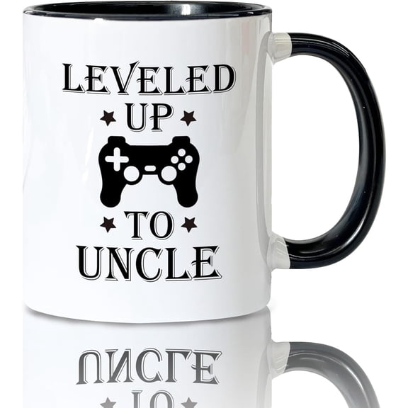 Promoted to Uncle Coffee Mugs, Uncles Tea Cup Gifts for Father's Day Birthday, Funny Leveled Up to Uncle Ceramic Coffee Tea Mug 11oz
