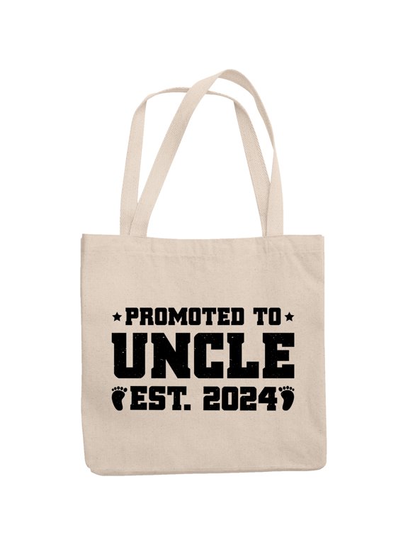Promoted to Uncle Est. 2024, Baby Shower Party, 12oz Canvas Tote Bag