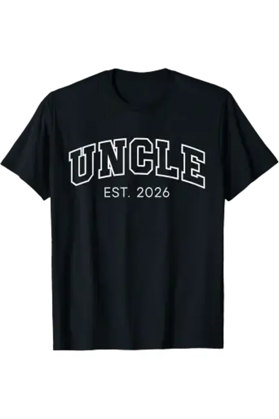 Promoted to Uncle Est 2026 Lettering First Time Uncle to Be T-Shirt
