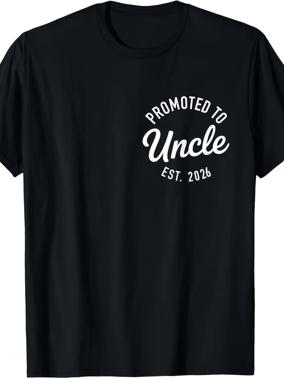 Promoted to Uncle Est 2026 Men's Short Sleeve T-Shirt Retro New Uncle Announcement Graphic Tee Comfortable Cotton Apparel Gift for Future Uncles