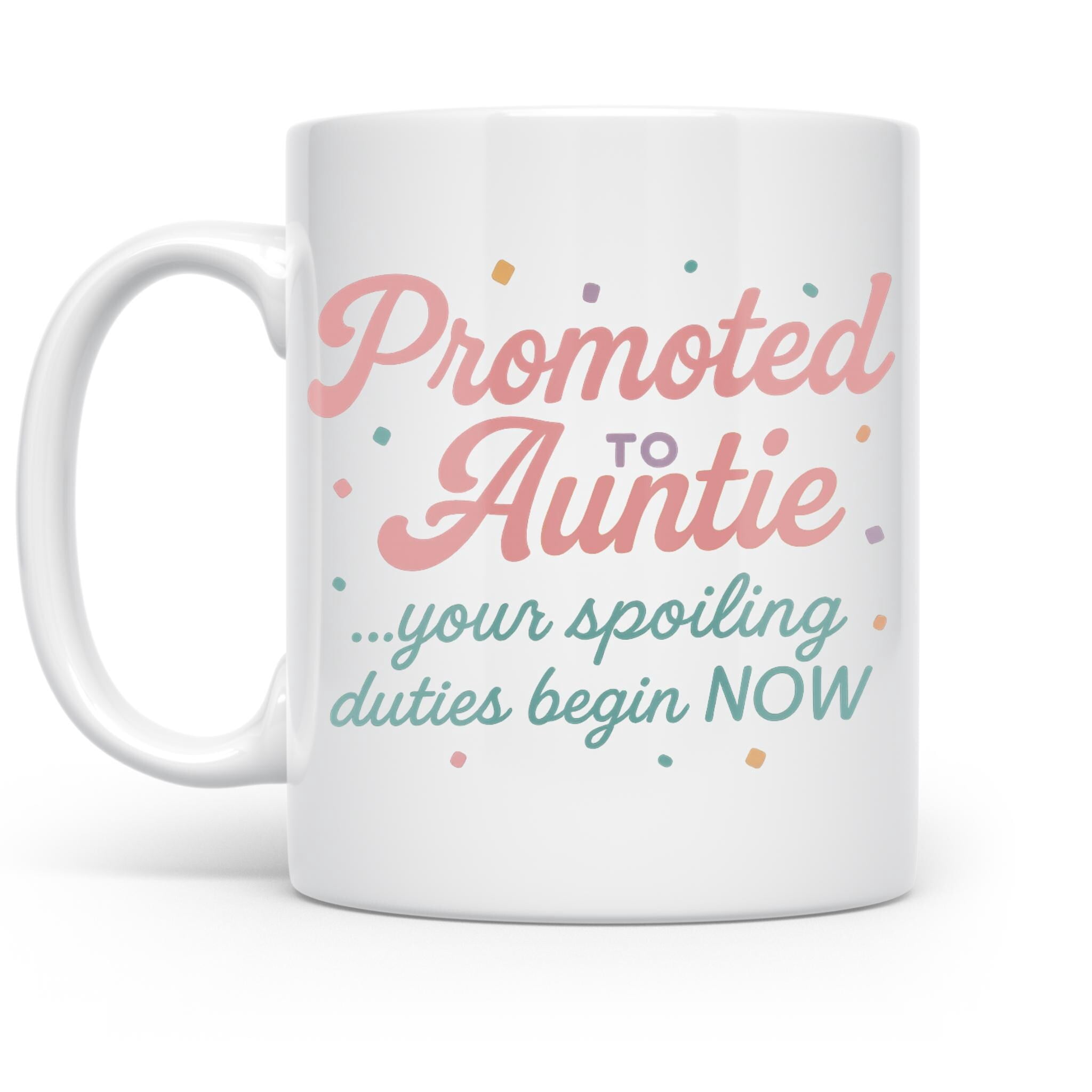 Auntie 11 oz Coffee Mug - Playful Typography Design White Ceramic Gift