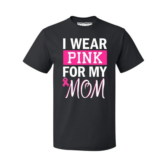 Promotion & Beyond Pink (Ribbon) For My MOM Cancer Awareness Men's T-shirt, L, Black