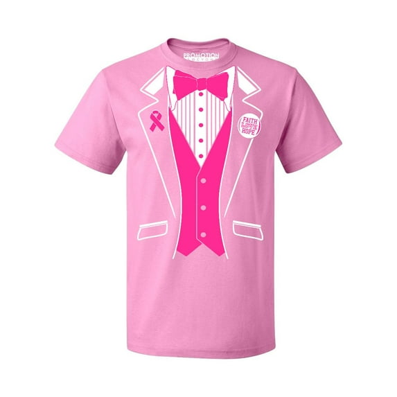 Promotion & Beyond Pink Tuxedo Breast Cancer Awareness Men's T-shirt, S, Azalea Pink