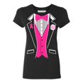 thumbnail image 1 of Promotion & Beyond Pink Tuxedo Breast Cancer Awareness Women's T-shirt, L, Black, 1 of 2