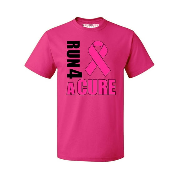 Promotion & Beyond Run For A Cure Breast Cancer Awareness Men's T-shirt, 2XL, Cyber Pink