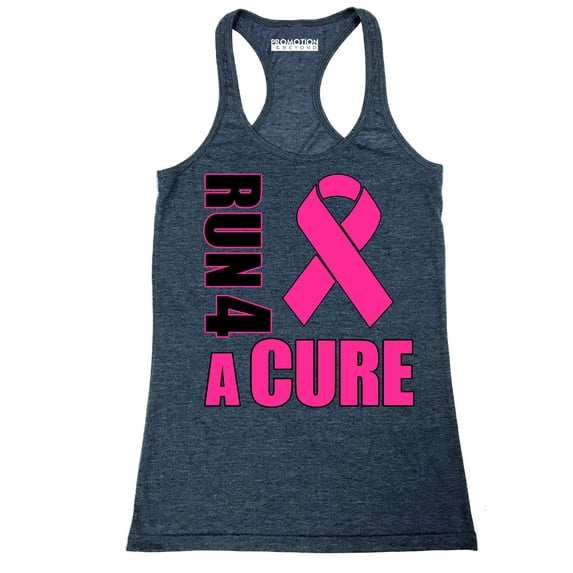 Promotion & Beyond Run For A Cure Breast Cancer Awareness Women's Tank Top, 2XL, H. Navy