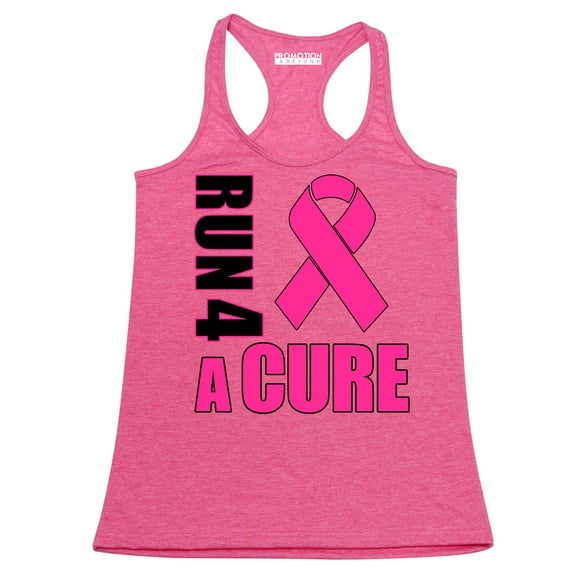 Promotion & Beyond Run For A Cure Breast Cancer Awareness Women's Tank Top, L, H. Pink