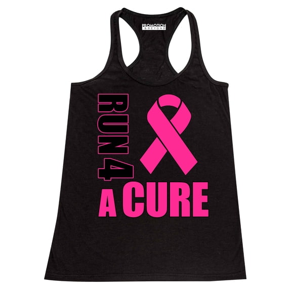 Promotion & Beyond Run For A Cure Breast Cancer Awareness Women's Tank Top, M, Black