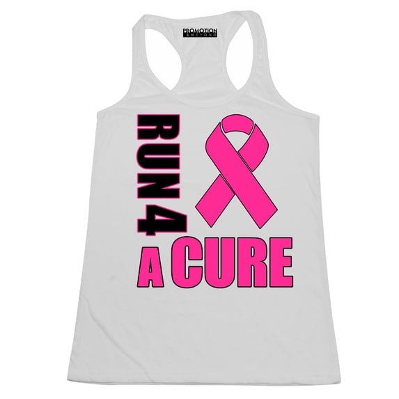 Promotion & Beyond Run For A Cure Breast Cancer Awareness Women's Tank Top, XL, White