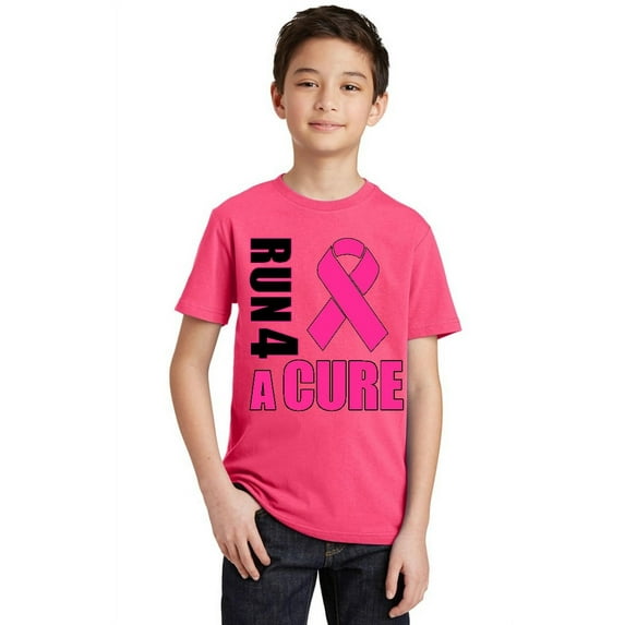 Promotion & Beyond Run For A Cure Breast Cancer Awareness Youth T-shirt, Youth S, Cyber Pink