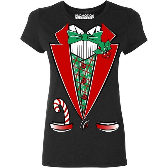 Promotion & Beyond Santa Tuxedo Funny Christmas Women's T-Shirt XX-Large Black