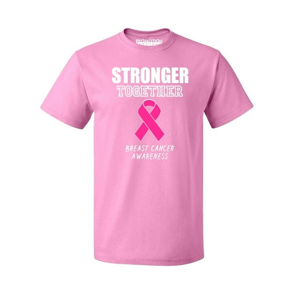 Promotion & Beyond Stronger Together Breast Cancer Awareness Men's T-shirt, L, Azalea Pink
