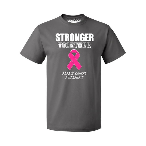 Promotion & Beyond Stronger Together Breast Cancer Awareness Men's T-shirt, XL, Charcoal
