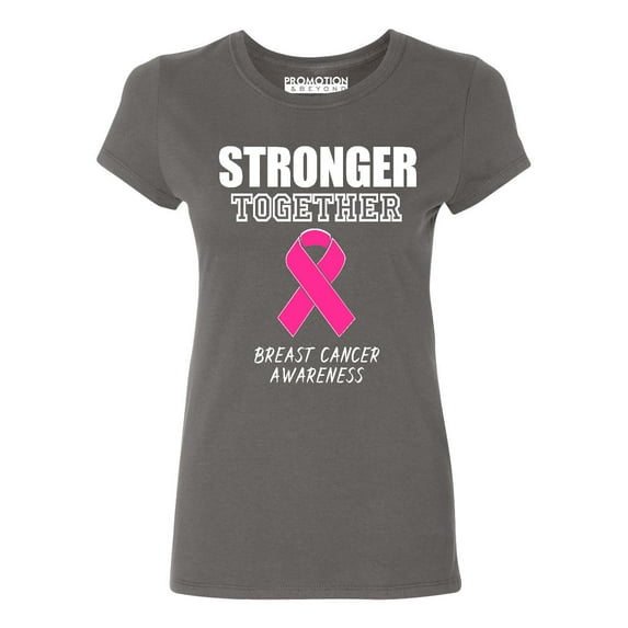 Promotion & Beyond Stronger Together Breast Cancer Awareness Women's T-shirt, 3XL, Charcoal