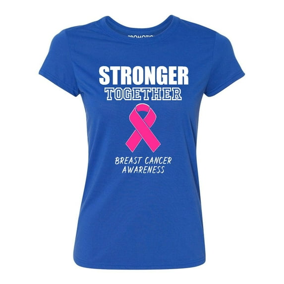 Promotion & Beyond Stronger Together Breast Cancer Awareness Women's T-shirt, S, Royal