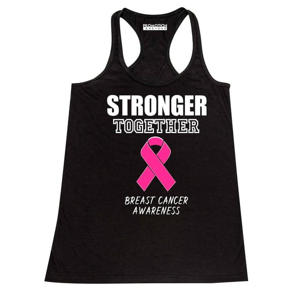 Promotion & Beyond Stronger Together Breast Cancer Awareness Women's Tank Top, 2XL, Black