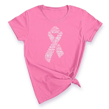 Promotion & Beyond White Ribbon Breast Cancer Awareness Women's T-Shirt, XL, Azalea Pink