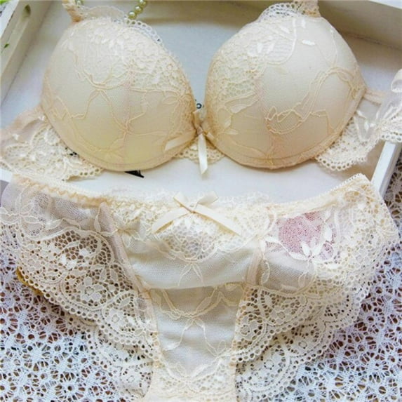 Promotion Big Clear! 2pcs Romantic Charming Lace Bra Panty Set French Famous Brand Transparent Bra Young Women Underwear Set Push Up Bra And Panty Set