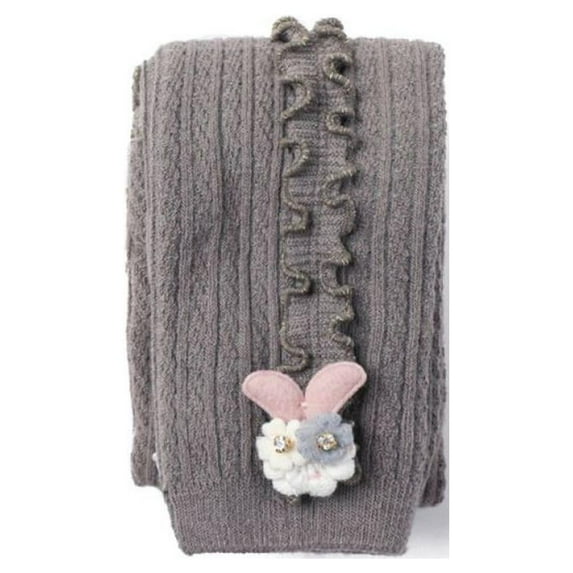 Promotion! Children Girls Soft Cute Thick Stretchy Solid Color Rabbit Decoration Pants Leggings