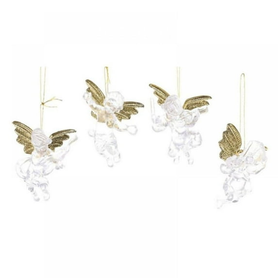 Promotion!!!Christmas Decor 4/6 Pieces Clear Hanging Angels Ornaments For Christmas Holiday Tree 3 Inches DIY Winter Party Decor