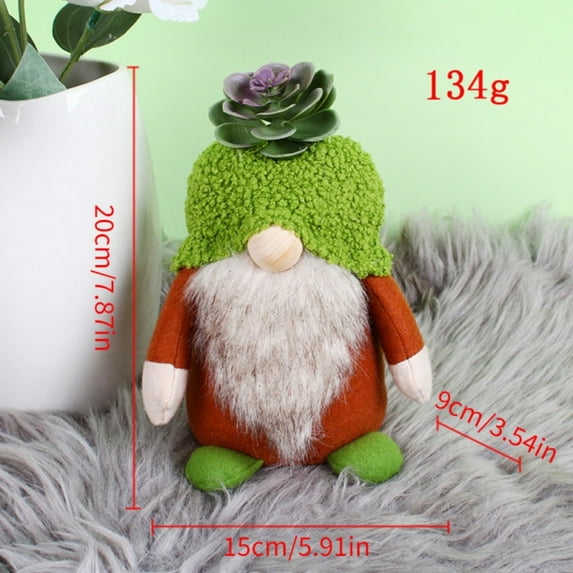 Promotion Clearance Green Succulent Gnomes Doll With Big Bearded Garden Plants Swedish Plush Gnome Faceless Dolls Dwarf Spring Summer Home Decor