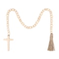 thumbnail image 1 of Promotion Clearance Religious Wood Bead Garland with Tassels Natural Wood Beads Decor Farmhouse Rustic Beads Holiday Home Decorations, 1 of 6