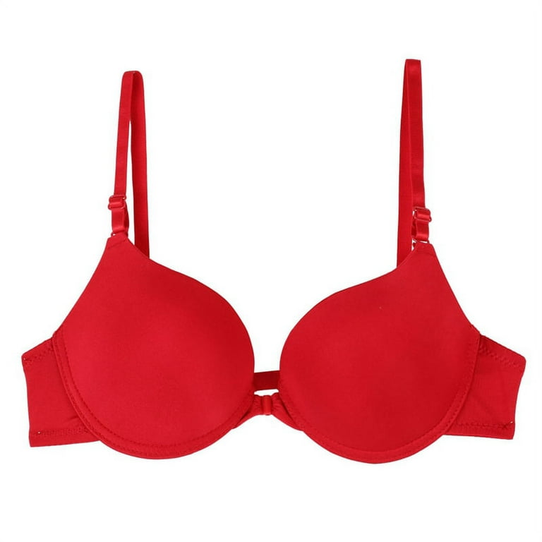 Promotion Clearance Sexy Padded Push Up Bras Women Seamless Bra Lingerie  Backless Bralette Front Closure Brassiere Adjustment Underwear Female red  75B 