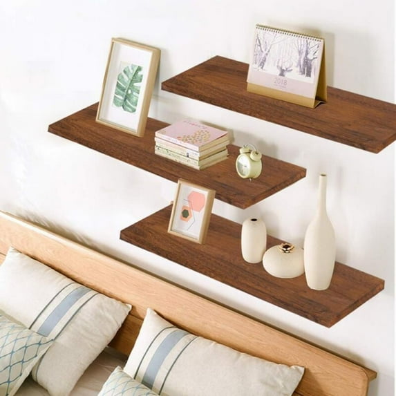 Promotion Clearance Wall Mounted Rustic Floating Shelves Wall Hanging Display Rack Decor Floating Shelves Wood Wall Shelf Home Bedroom Storage Rack