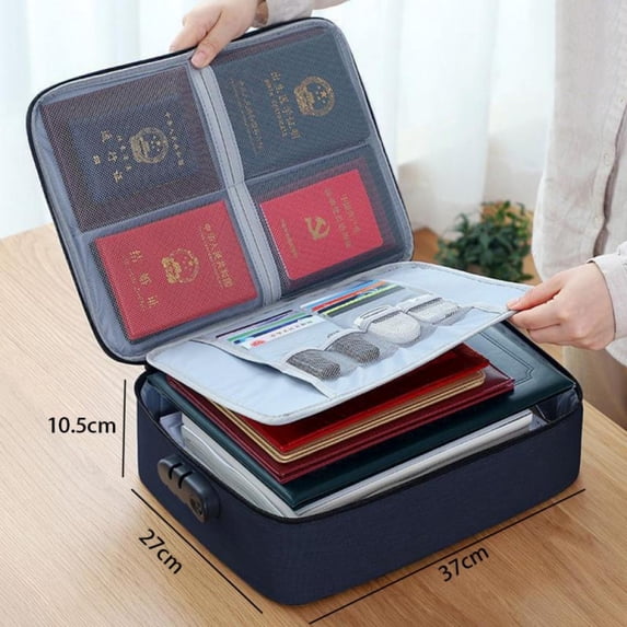 Promotion!Document Organizer with Safe Code Lock,Storage Pouch Credential Bag Diploma Storage Important Document And File Pocket, Laptop, Notebooks,Bank Cards Valuables Travel Bag with Separators