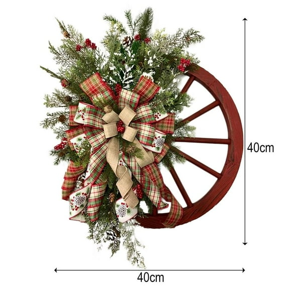 Promotion!!!Farmhouse Wagon Wheels Wreath Christmas Winter Door Hanging Home Outdoor Decoration New Year Gift Christmas Decoration