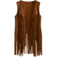 thumbnail image 1 of iQKA Fringe Vest for Women, Faux Suede Leather Cowboy Style Vest Sleeveless Tassels Cardigan Waistcoat 3X-Large Khaki, 1 of 4