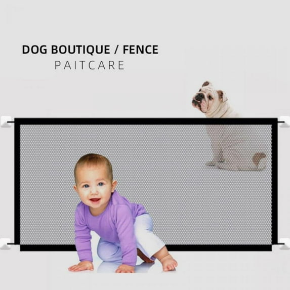 Promotion Hazel Tech 180*70CM Magic Gate for Dogs, Pet Gate Portable Folding Mesh Safety Gate, Black