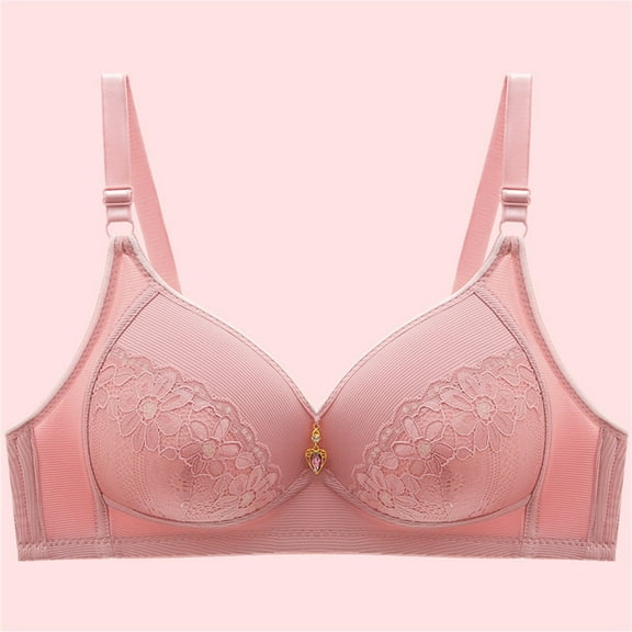 Promotion Sale! Lace Bras for Women No Underwire Comfortable Soft Seamless Bras Plus Size Bra for Sleep & Everyday Wear Pink 40B