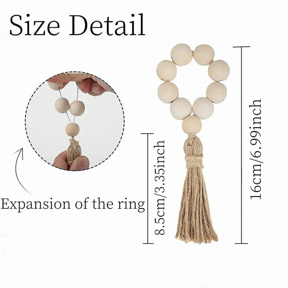 Promotion Sale! Nomeni Kitchen Mat Idyllic Wood Bead Tassel Napkin Ring Elastic Napkin Buckle Adjustable Hand Woven Rope Napkin Ring Clearance Sale