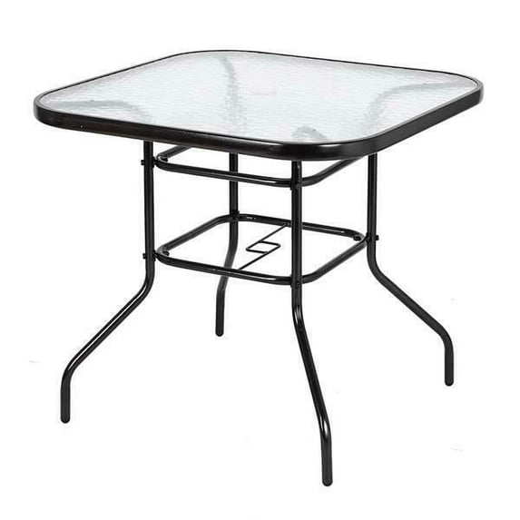 Promotion Sale! Patio Dining Table 32" Square Outdoor Dinning Table Steel Frame Tempered Glass Table Top Coffee Table, Outside Clearance Balcony Furniture for Garden Deck Lawn
