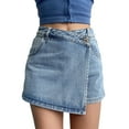 thumbnail image 1 of Promotion Sale! Summer Denim Mini Skirt Women's 2025 Fashion Casual Loose Fit Cute Vacation Style Blue L Size, 1 of 4