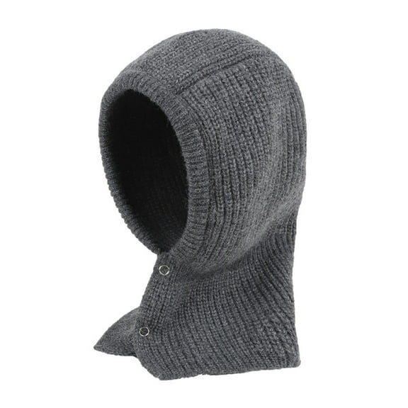 Promotion Sale! Women's Elastic Knitted Scarf Hat Beanie Hood Cycling Ski Ear Covering Winter Cap Dark Gray