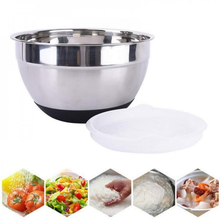Promotion Stainless Steel Mixing Bowls with Lids and Non-Slip Silicone Bottom Kitchen Utensil Bowl for Salad Bread Pastries Cake Bowl, Size: 18*9.5CM