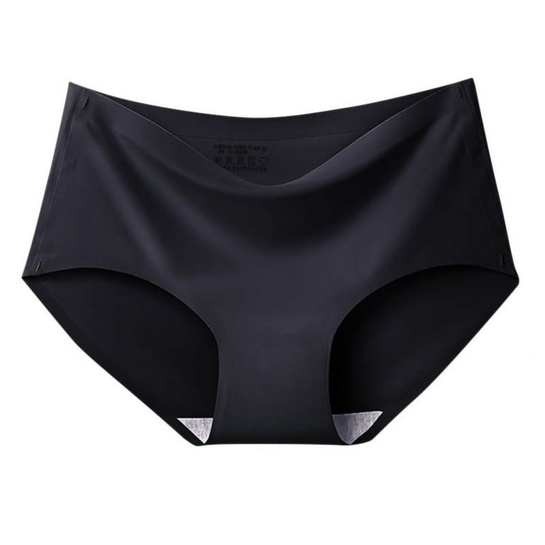 Promotion! Women Seamless Underwear Mid Waist Panties Ice Silk Lingerie  Breathable Comfortable Briefs Skin-Friendly Underpant Black XXL