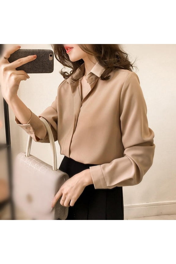 Promotion! Women Shirts Blouses Long Sleeve V Neck Chiffon Blouse Tops OL Office Style