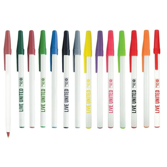 Promotional Belfast Ballpoint Pen White Barrel Value stick pen Write Your Company Name /Logo500QTY