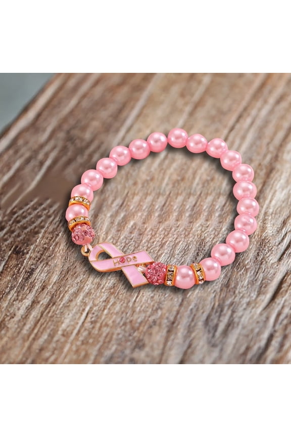 Bracelets for Awareness Promoting Accessory with Logo Caring for Cancer Ribbon Badge Jewelry for Women Producers Platform Style